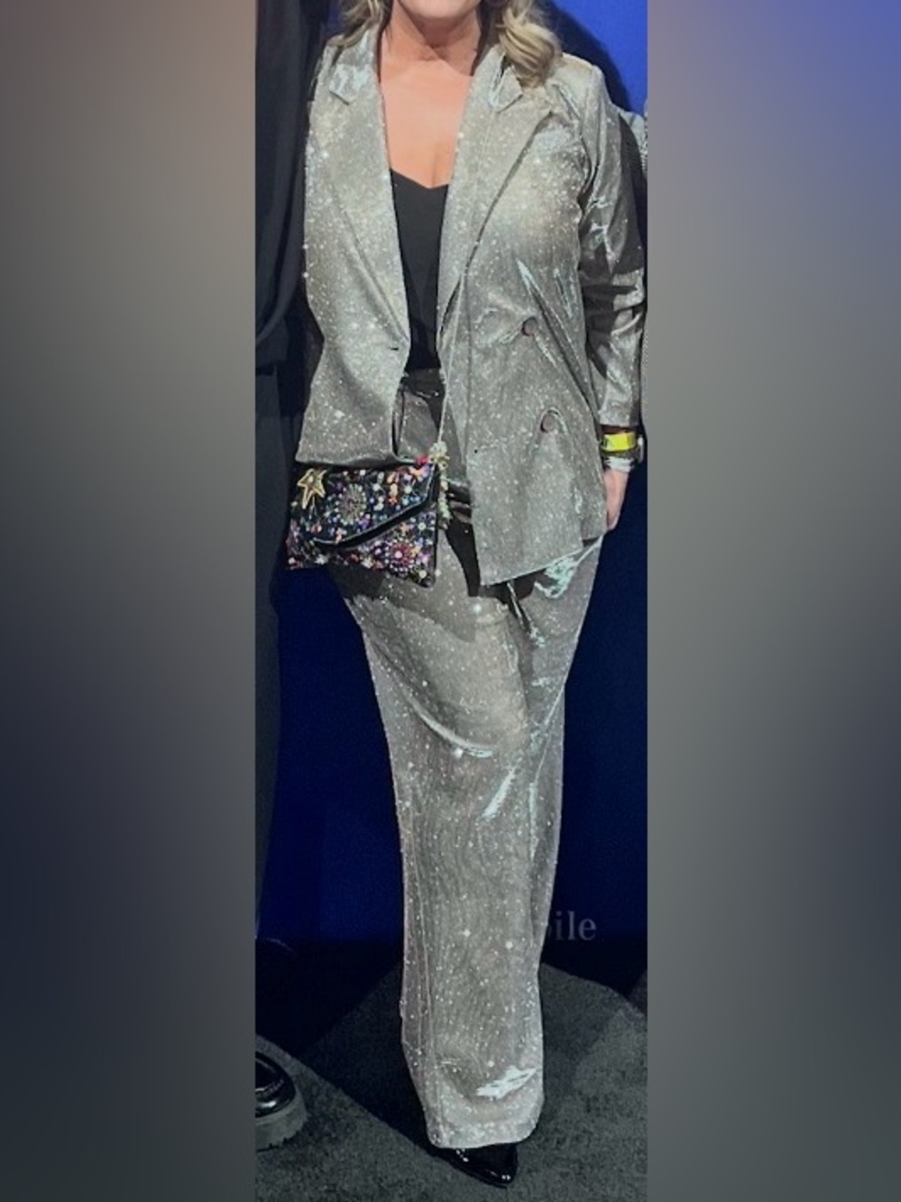 Women’s Silver Glittery 2 piece Suit Set (Jacket and Pants)